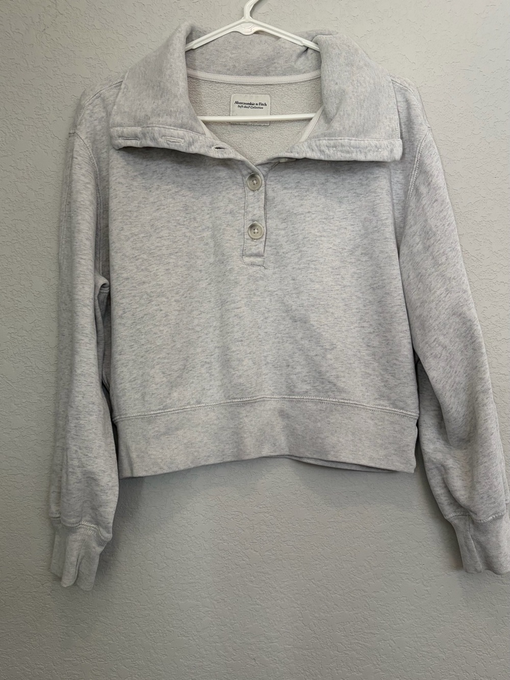 Abercrombie & Fitch Light Gray Button-Neck Pullover